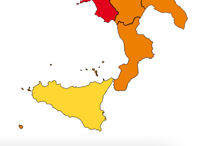 Calabria zona arancione