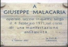 Targa Giuseppe Malacaria Catanzaro