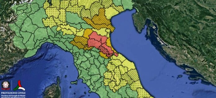 Allerta rossa Emilia Romagna (fonte Protezione Civile Nazionale)