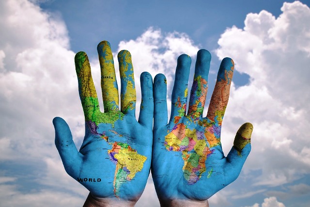 Diversità culturale, globo, mondo, mano, globale