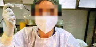 infermiera ricuce cadavere (foto facebook)