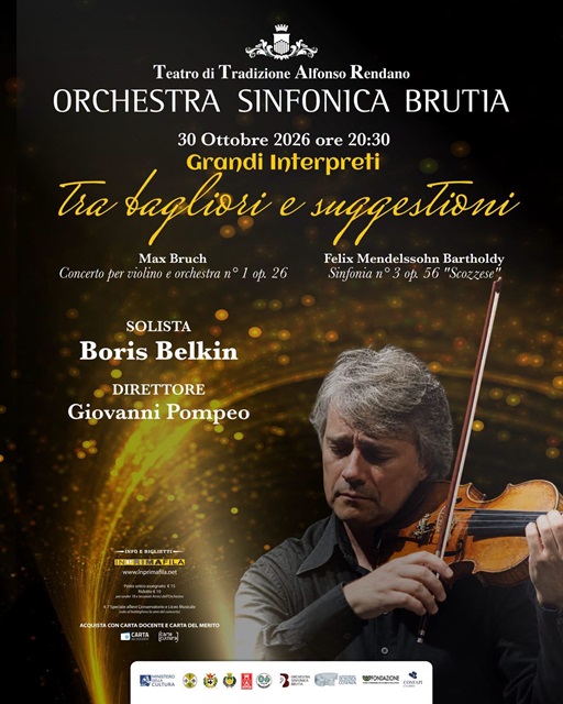 Boris Belkin per la prima volta in Calabria: concerto al Teatro Rendano Boris Belkin per la prima volta in Calabria: concerto al Teatro Rendano